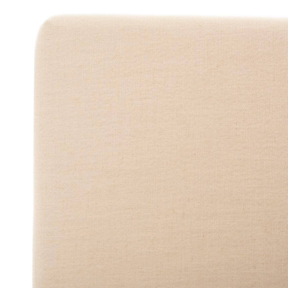 Beige Linen Upholstered Queen Bed with Tufted Headboard