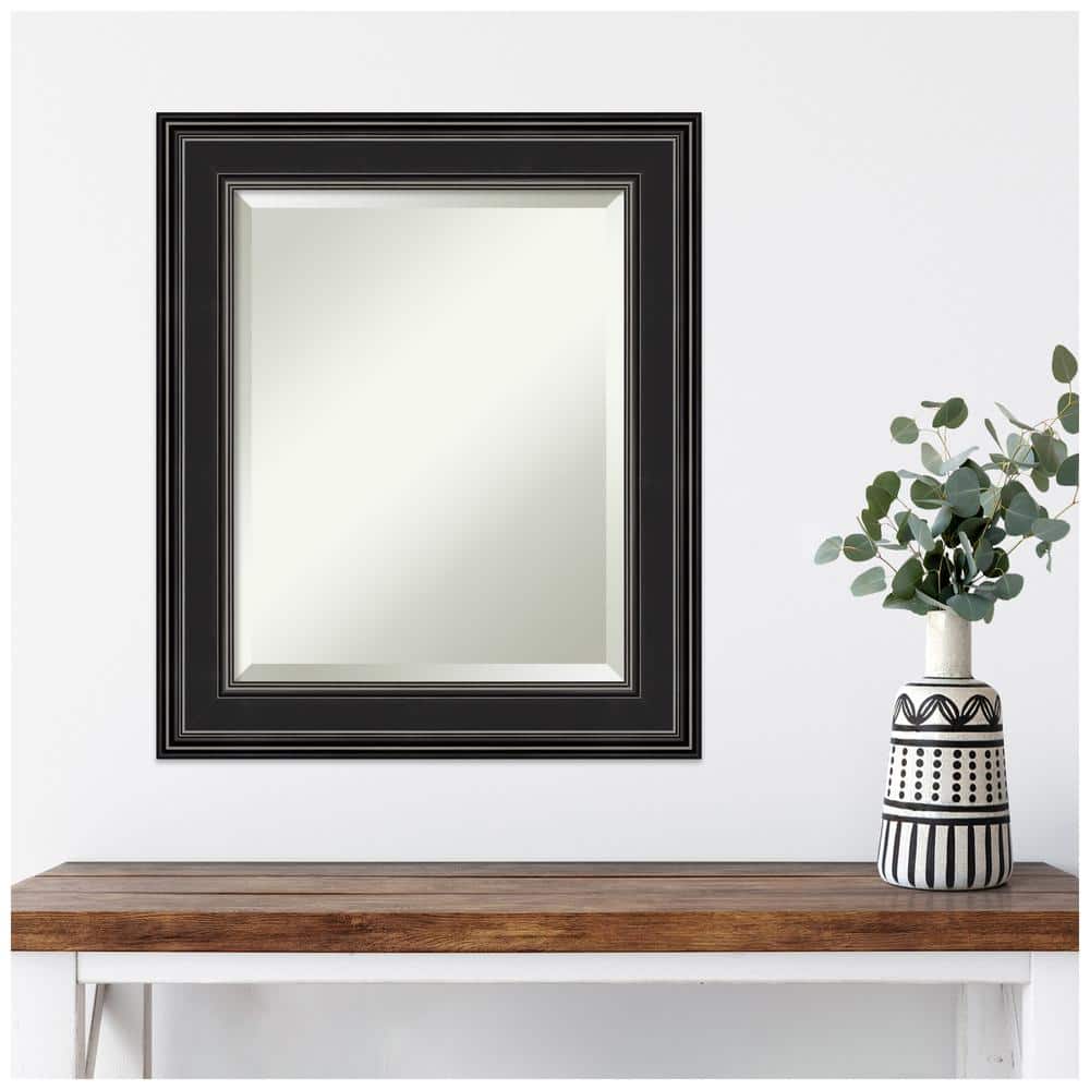 Ridge Black Rectangular Wall Mirror with Polystyrene Frame