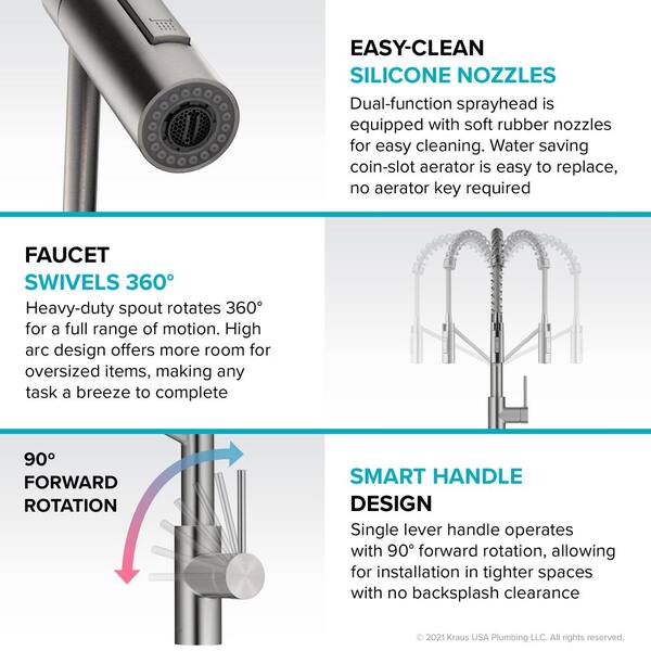 Kraus KPF-2631CH Oletto Kitchen Faucet, 21.75 inch, Chrome