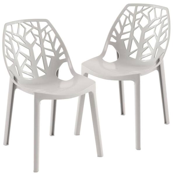 Leisuremod Cornelia Solid Grey Plastic Dining Chair Set of 2 C18SGR2 The Home Depot
