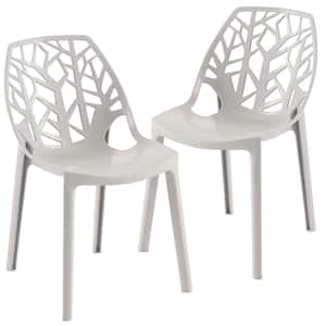 Cornelia Solid Grey Plastic Dining Chair Set of 2