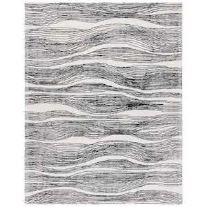 Metro Ivory/Black 6 ft. x 9 ft. Abstract Waves Area Rug