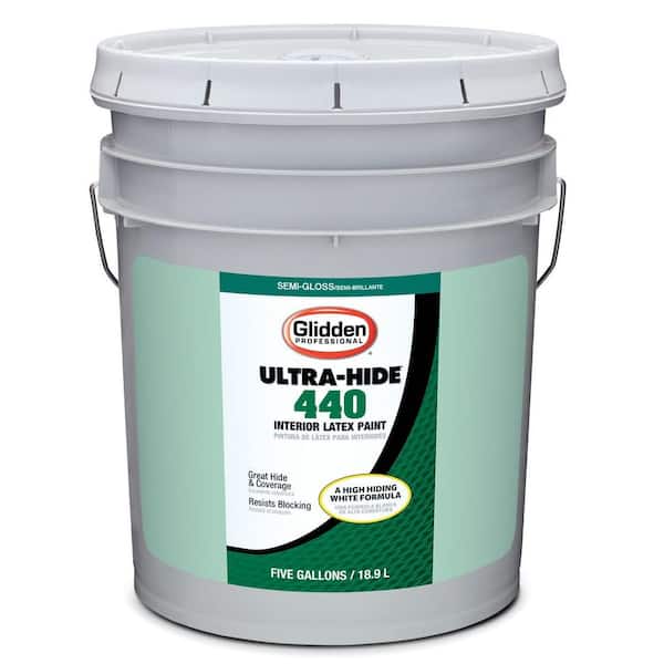 Glidden Professional 5 gal. Ultra-Hide 440 Semi-Gloss White Interior Paint
