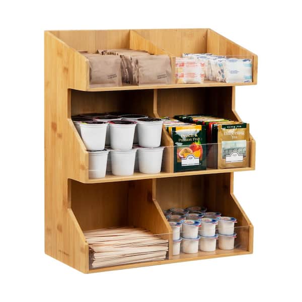 Mind Reader 6-Section Brown Rayon from Bamboo Coffee Pod Condiment Station 13 in. L x 6.25 in. W x 15.25 in. H