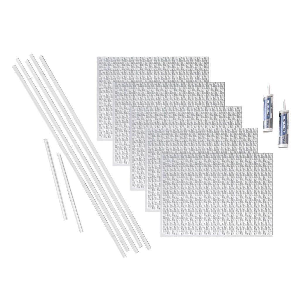 Matte White Vinyl Decorative Backsplash Tiles, 18" x 24"