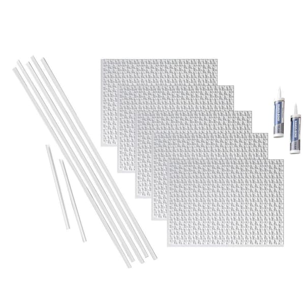 Fasade Terrain 18 in. x 24 in. Matte White Vinyl Decorative Wall Tile Backsplash 15 sq. ft. Kit