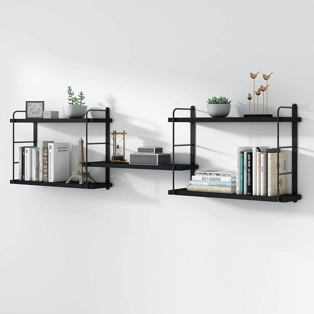 17 in. W x 6 in. D Black Decorative Wall Shelf, Wall Mounted Floating Shelv