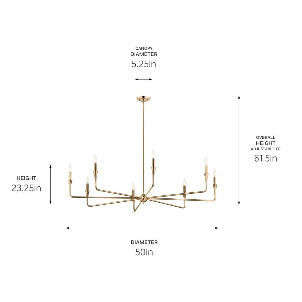 Champagne Bronze 8-Light Taper Candle Style Chandelier