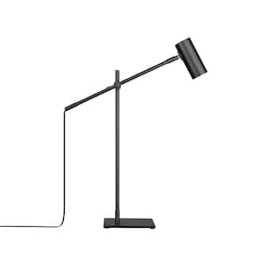 Calumet 21 in. 1-Light Matte Black Table Lamp with Matte Black Aluminum Shade