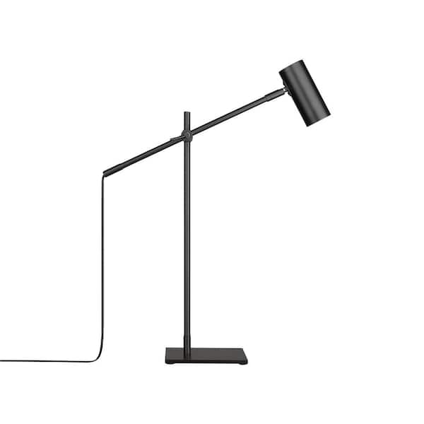 Unbranded Calumet 21 in. 1-Light Matte Black Table Lamp with Matte Black Aluminum Shade