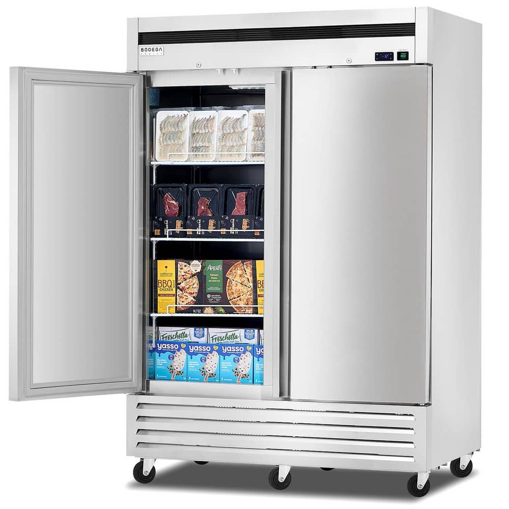 54 in. 49 cu. Ft. Manual Defrost Commercial Freezer 2-Door Upright Freezer in Stainless Steel, ETL Certified