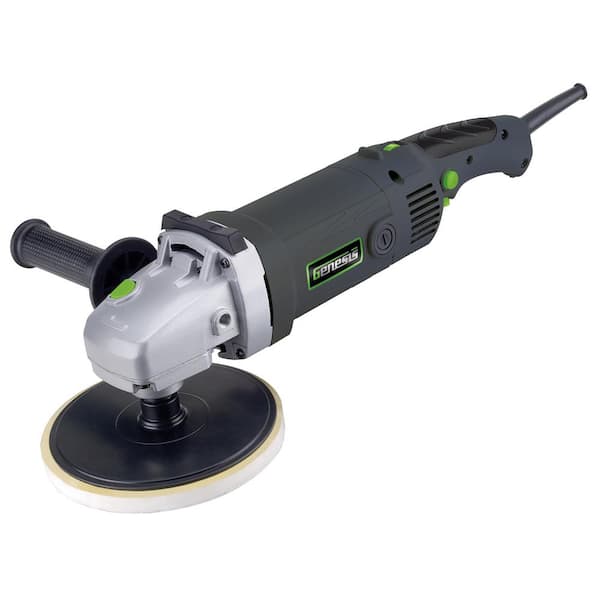 Genesis 11 Amp 7 in. Variable Speed Sander/Polisher with Sanding Disc and Dual-Position Assist Handle and 3 Pads