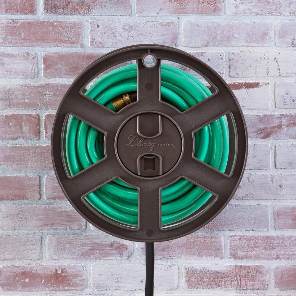 Brown Molded Plastic Wall Mount Hose Reel with Leader Hose