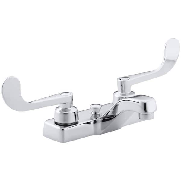 KOHLER Triton 4 in. 2-Handle Low-Arc Bathroom Sink Faucet with Pop-Up Drain in Polished Chrome