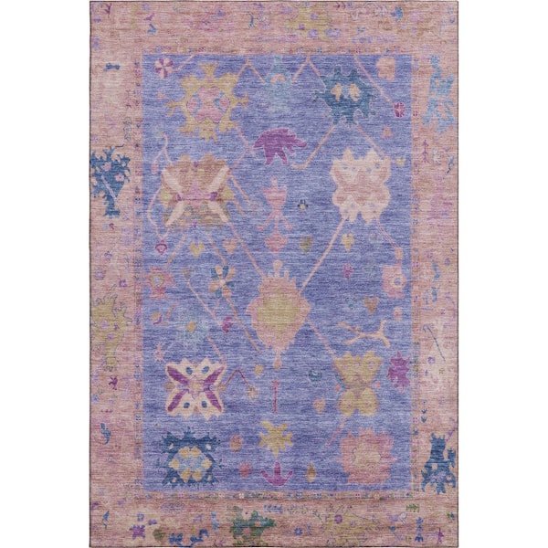 Mayfield Premium Machine Washable Abstract AMF2025 Purple 5 ft. x 7 ft. 6 in. Area Rug