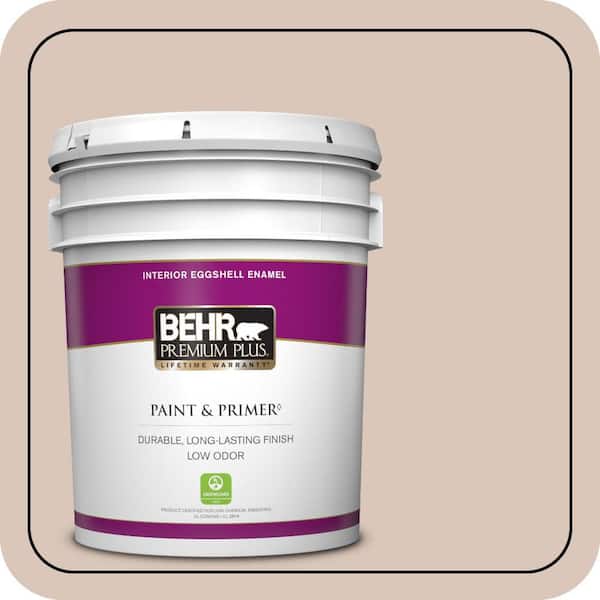 BEHR PREMIUM PLUS 5 gal. #MQ3-38 Suede Beige Eggshell Enamel Low Odor Interior Paint & Primer
