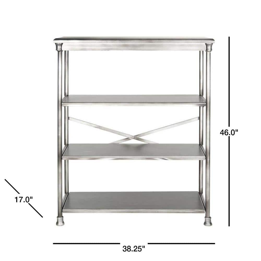 Jamison Transitional Dark Silver Wood & Iron Large Etagere Bookcase