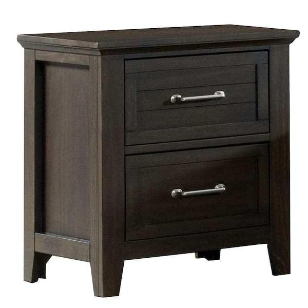 Benjara 22 in. Brown 2-Drawers Wooden Nightstand