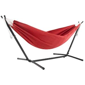 9 ft. Sunbrella Hammock Bed with Space Saving Steel Stand in Crimson