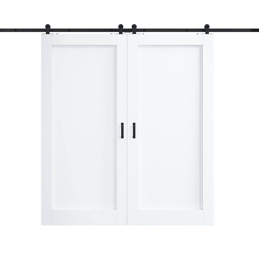 72 in. x 80 in. 1-Panel Top Mount Barn Door White Primed MDF Sliding Barn Door with Hardware Kit (T Shape Hanger Set) price history on PriceWatchPro