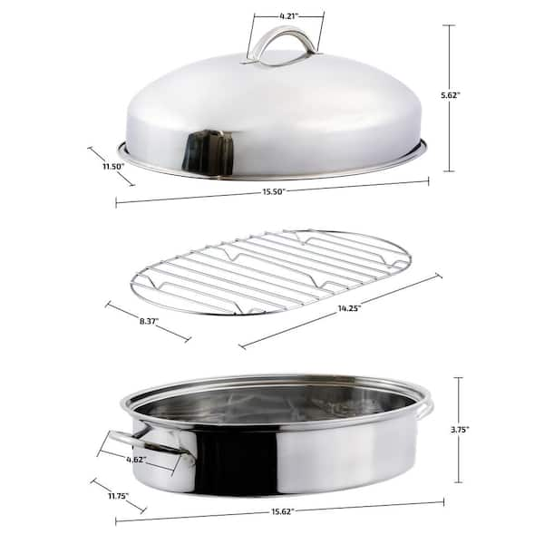 Oval Roaster Pan with Lid – Oven Roaster Pans – Roasting Pan with Lid –  Icydeals