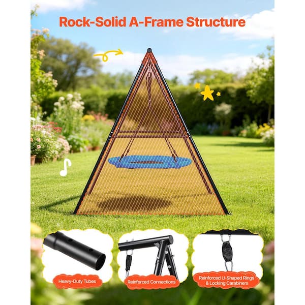 SKYSHALO Swing Set for Backyard, 40 in. Saucer Swing Seat with