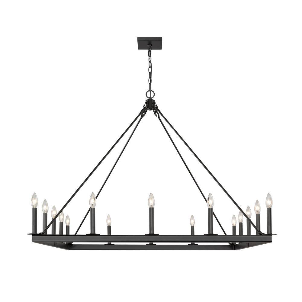 Barclay Square Matte Black 16-Light Candle-Inspired Chandelier