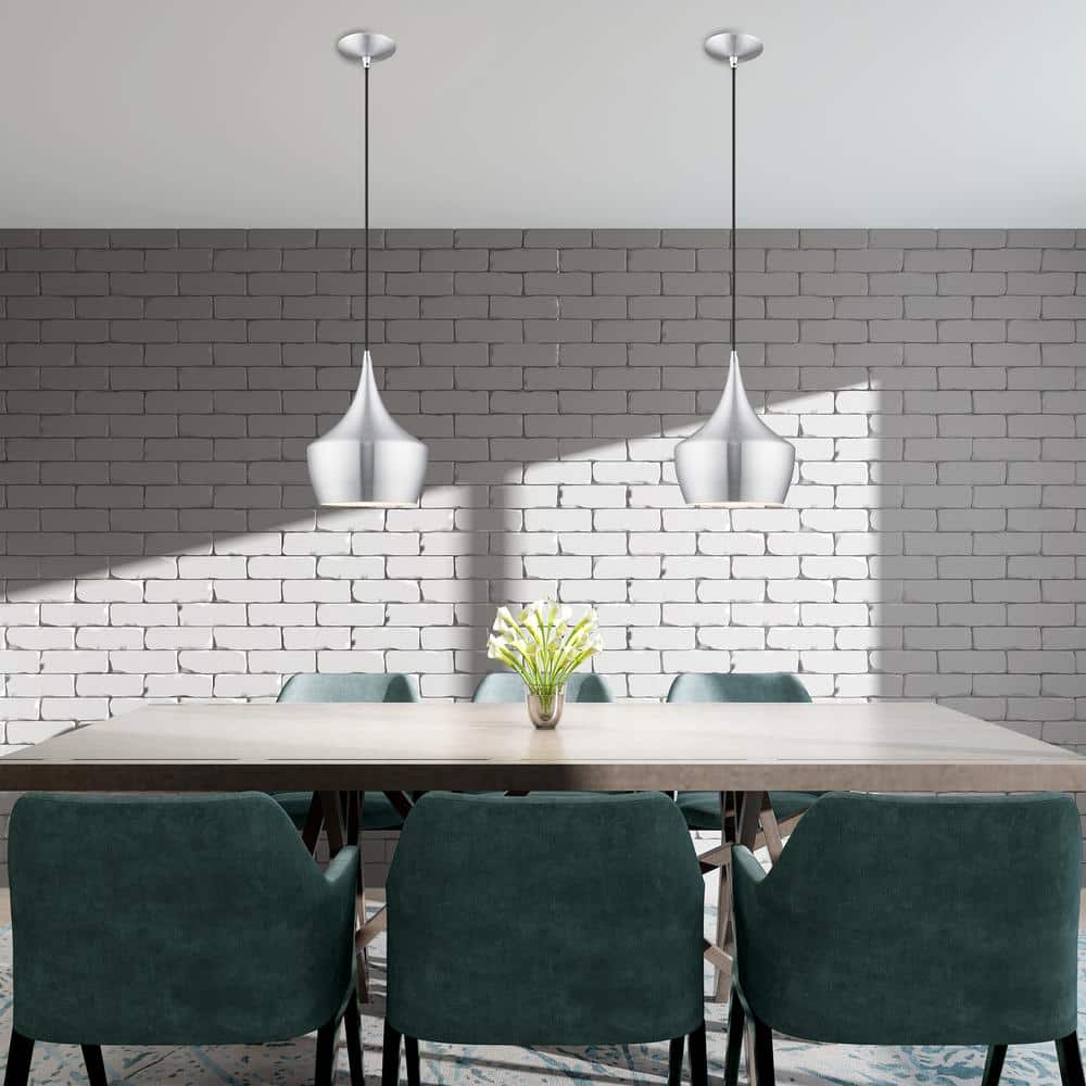 Mini Brushed Aluminum 1-Light Pendant for Indoor/Outdoor