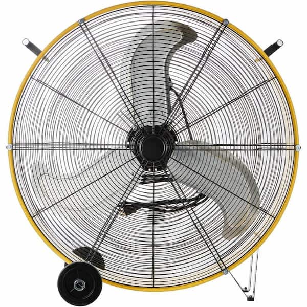 30 in. Yellow Industrial Drum Fan, 13000 CFM, 3-Speed, 1/3HP Motor, 9 ft. Cord, Heavy Duty Floor Fan, UL Listed