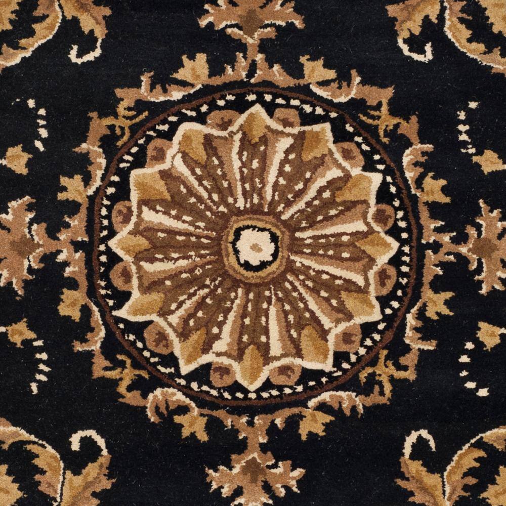 Black and Ivory Floral Wool Handmade 4' x 6' Area Rug