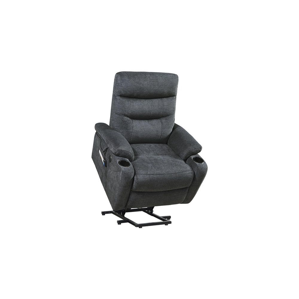 Gray Fabric Electric Power Lift Recliner Chair with Massage and Heat