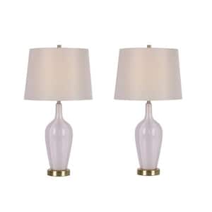 26.5 in. Needle Neck Vase Indoor Table Lamp Set with Decorator Shade and (Set of 2)