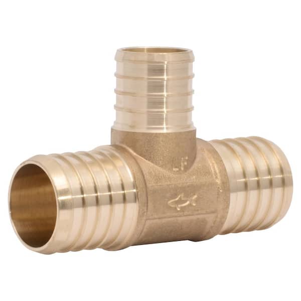 1-1/4 in. x 1-1/4 in. x 1 in. PEX Barb Brass Reducing Tee Fitting