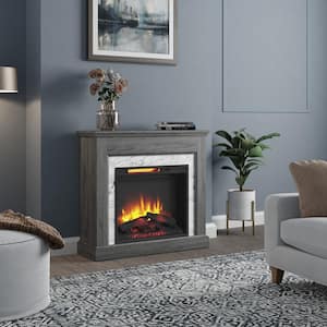 Northglenn 36 in. Freestanding Faux Marble Surround Electric Fireplace in Ash Gray