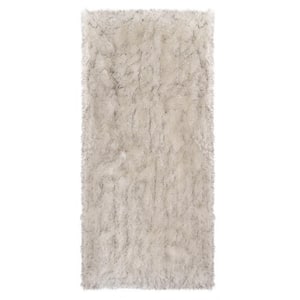 Faux Sheepskin Fur Furry White/Gray 2 ft. x 10 ft. Fuzzy Cozy Area Rug Runner Rug