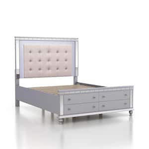 Dynalla Silver Wood Frame Queen Platform Bed with 2-Drawers