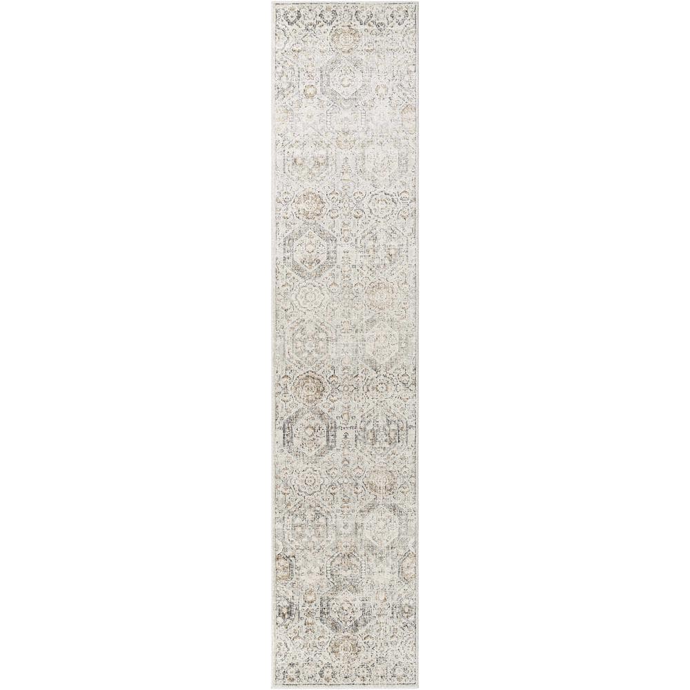 Gray Polypropylene Medium Pile Runner Rug 2'7" x 7'3"