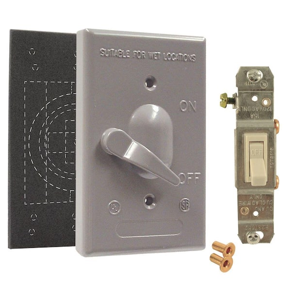 BELL N3R Gray 1-Gang SP 125V, 15A Switch Wall Outlet Cover Plate for Outdoor Electrical Box