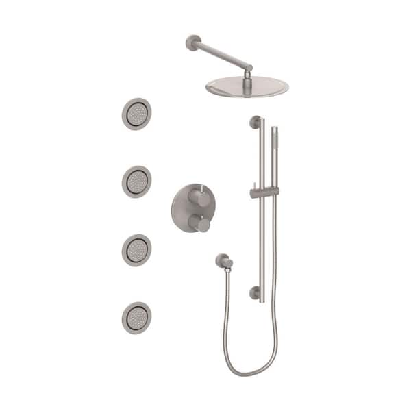 ZLINE Kitchen and Bath ZLINE Emerald Bay 4-Jet Thermostatic Shower System in Brushed Nickel (EMBY-SHS-T3-BN)