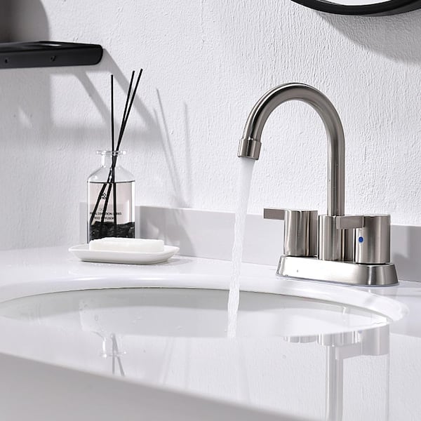 4 in. Centerset 2-Handle Lead-Free Bathroom Sink Faucet in Brushed Nickel