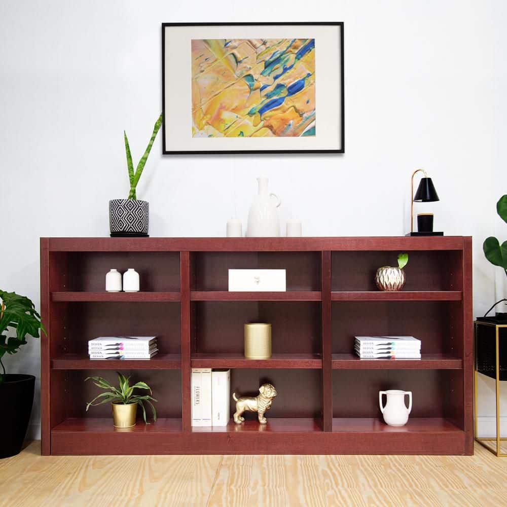 Concepts In Wood 36 in. Cherry Wood 9-shelf Standard Bookcase with