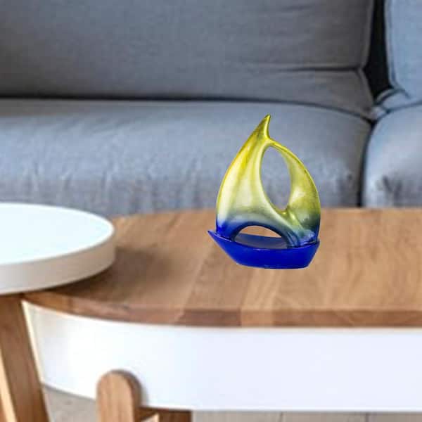 HomeRoots Yellow/Blue Large Sailboat Sculpture
