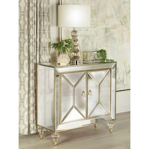 Lupin Mirror and Champagne 35 in. Accent Cabinet with 1-Shelf