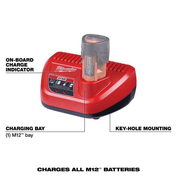 Milwaukee - M12 12-Volt Lithium-Ion Starter Kit with Two 2.0 Ah Battery Packs and Charger