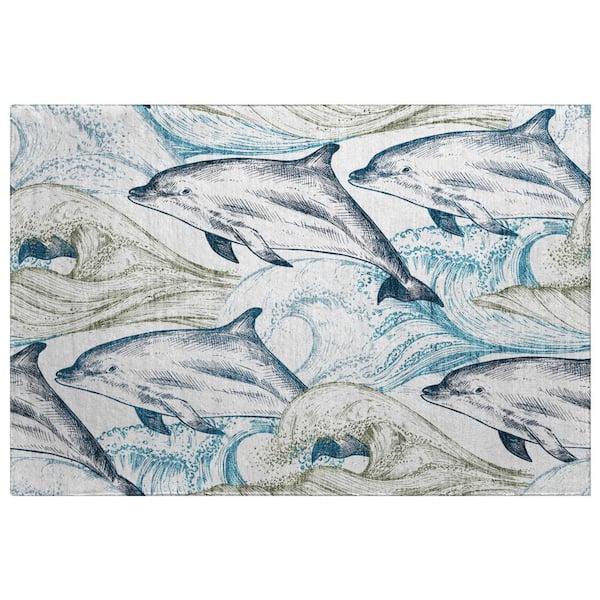 Dream Shag Premium Machine Washable Abstract ADS155 Ivory 3 ft. x 4 ft. Area Rug