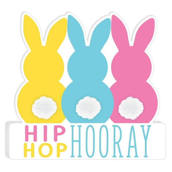 Amscan 8 in. x 8.5 in. MDF Easter Hip Hop Hooray Standing Sign (2-pack)