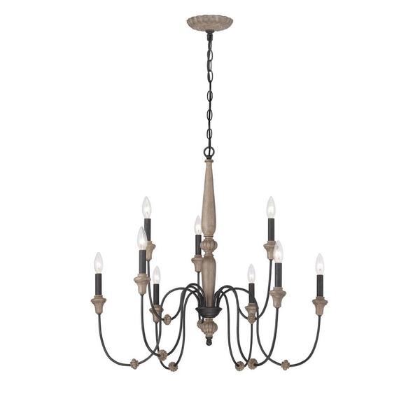 World Imports Capra 9-Light Rust Chandelier with Distressed Ivory Accents