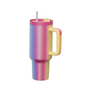 40 oz. Insulated Rainbow Stainless Steel Tumbler with Handle, Lids and Straws