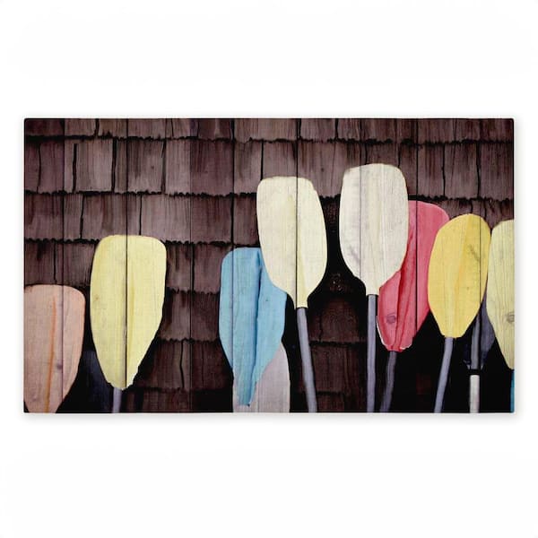 Colorful Lake Paddles Brown 18 in. x 30 in. Polyester Non-Slip Outdoor Door Mat