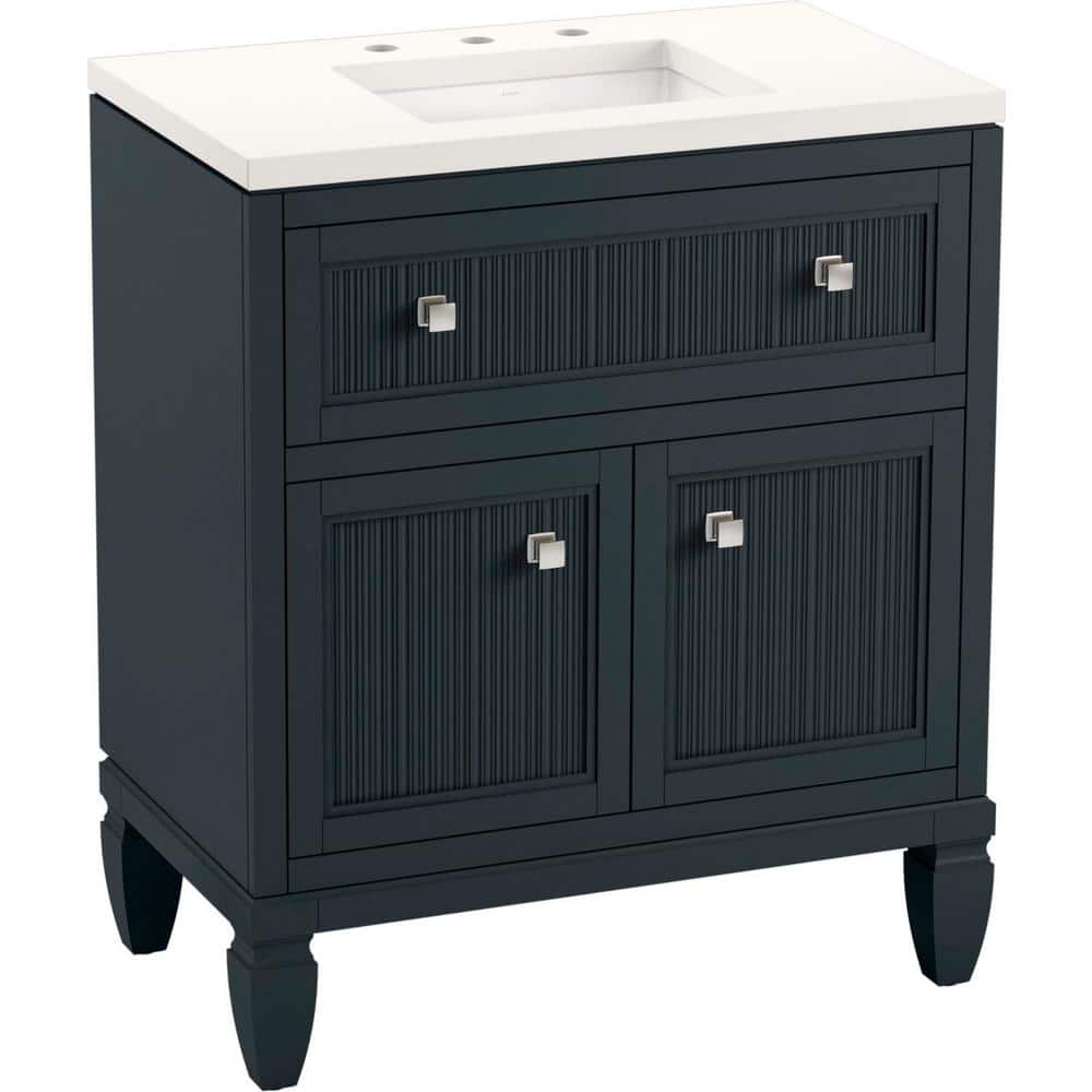 Hearthaven 30'' Slate Gray Freestanding Bathroom Vanity with Quartz Top